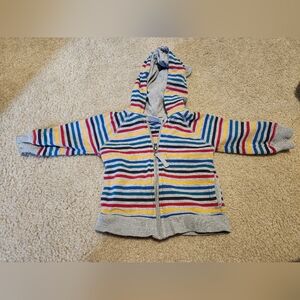 Hanna Andersson 18-24 Month Rainbow Stripe Zip Front Hooded French Terry Jacket